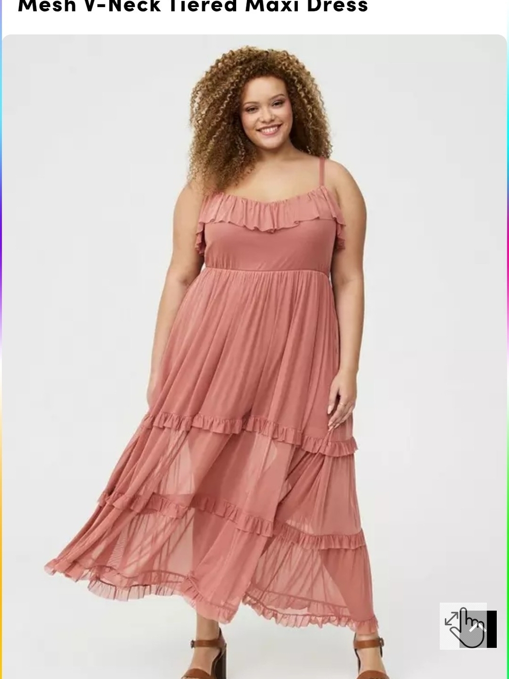Torrid 5x Mesh V-Neck Tiered Maxi Dress - Light Mahogany
